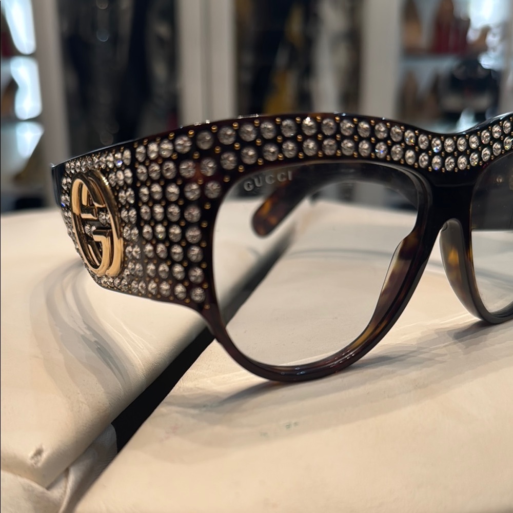 Gucci- Oversize acetate sunglasses with crystals